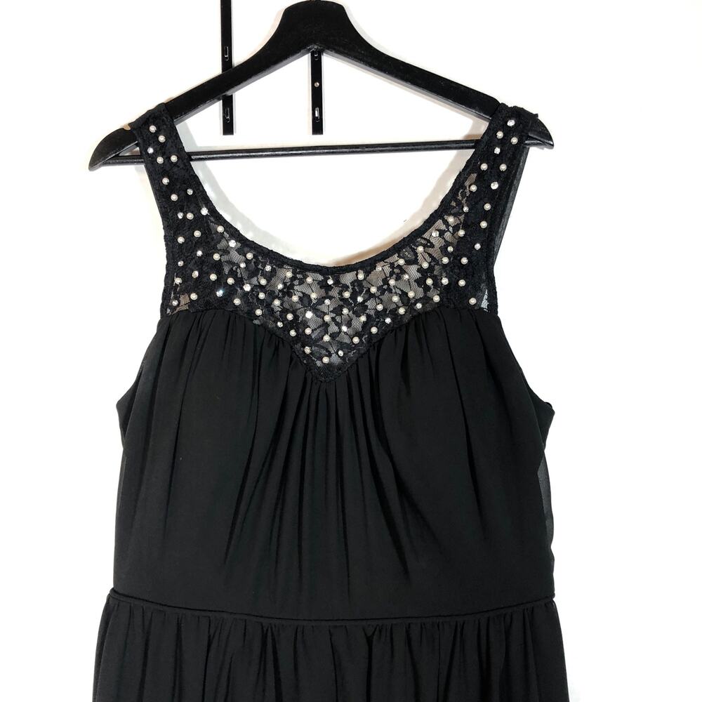City Triangles Black Dress, Diamonds and Pearls Cocktail Prom 16 Chiffon Scoop